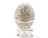 All Jeweled Egg Trinket Box with Stand Hand Set Austrian Crystals