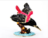 Flying Humming Bird on Branch Trinket Box Made with Austrian Crystals & Enamel