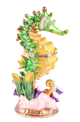 Sea Horse Small Trinket Box with Colorful Enamel & Austrian Crystals