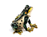 Bejeweled Frog Trinket Box. Green Enamel & Austrian Crystals