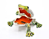 All Jeweled Leaping Frog Trinket Box. Hand Set Austrian Crystals