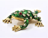 Jeweled Small Leaping Frog Trinket Box. Hand Set Austrian Crystals Enamel