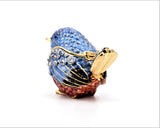 Vivid Colorful Sparrow Bird Trinket Box Made with Austrian Crystals