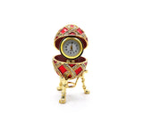 Decorative Russian Design Egg Trinket Box with Clock. Made with Austrian Crystals