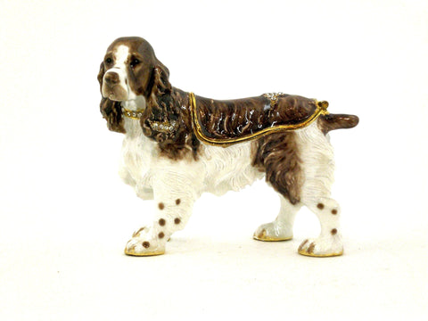 Springer Spaniel Dog Trinket Box Made with Austrian Crystals