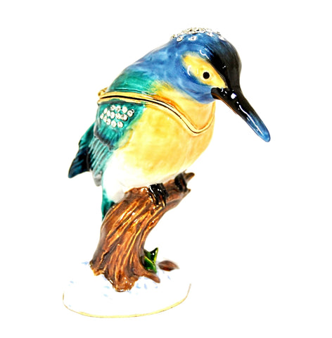 Kingfisher on Branch Trinket Box
