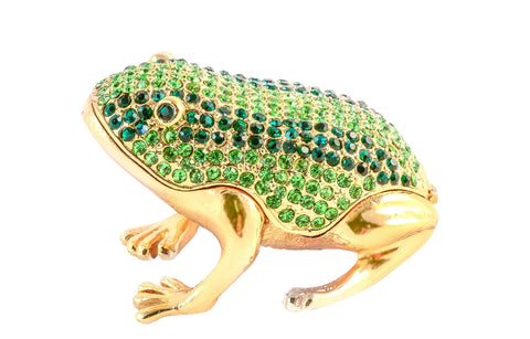 All Jeweled Frog Trinket Box Made with Austrian Crystals & Gold Plating