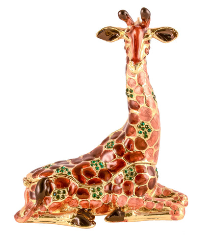 Big Giraffe Sitting Trinket Box With Austrian Crystals