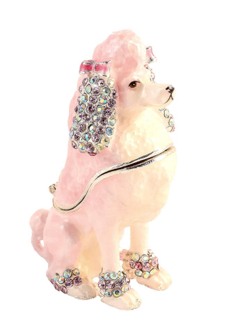 Poodle Trinket Box with Hand Set Austrian Crystals & Enamel