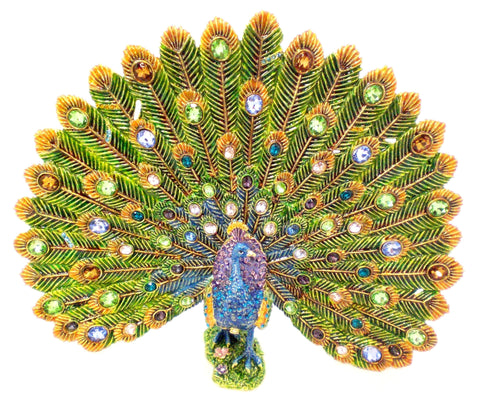 Large Fan Tail  Peacock Trinket Box