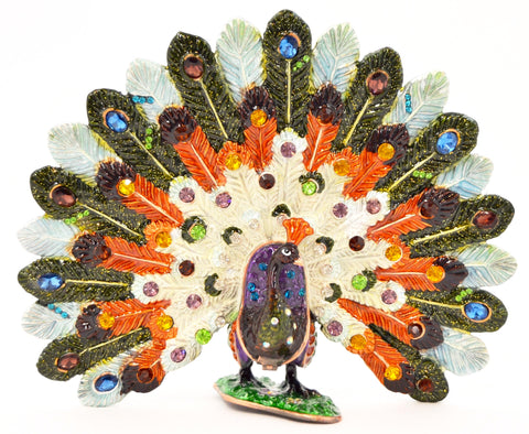 Large Fan Tail  Peacock Trinket Box