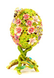 Floral Egg with Butterfly Trinket Box. Colorful Enamel & Austrian Crystals