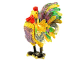 Big Rooster Trinket Box with Colorful Enamel Austrian Crystals