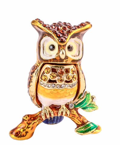 Small Owl on Branch Trinket Box