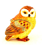 Small Owl Trinket Box. Adorable Handmade with Austrian Crystals