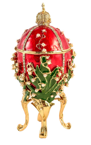 Timeless Lily of the Valley Egg Trinket Box Hand Crafted with Austrian Crystals