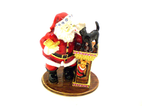 Santa Claus Trinket Box with Cat