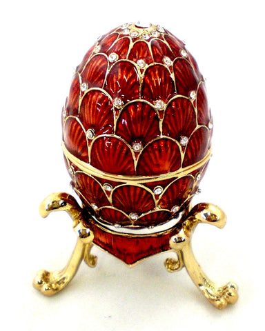 Faberge Style Egg Trinket Box with Stand with Austrian Crystals