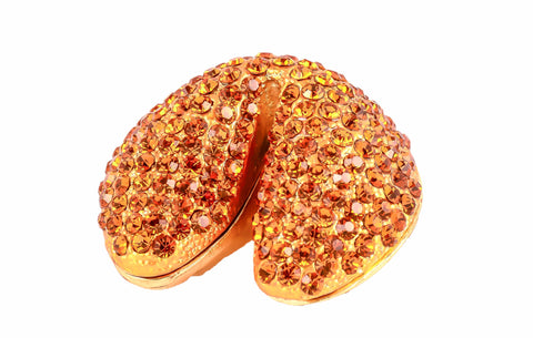 Bejeweled Fortune Cookie Trinket Box. Hand Set Austrian Crystals