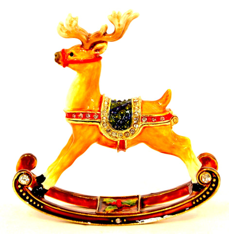 Rocking Reindeer Trinket Box Made with Austrian Crystals