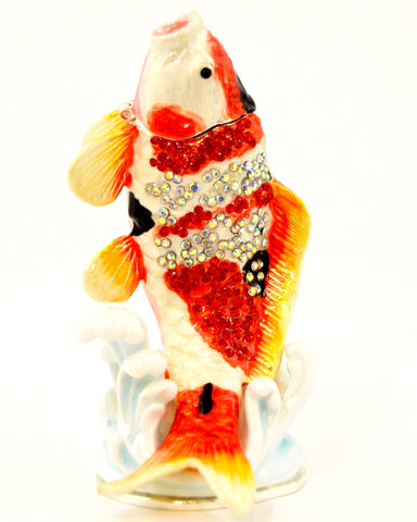 Large Carp Fish on Stand Trinket Box