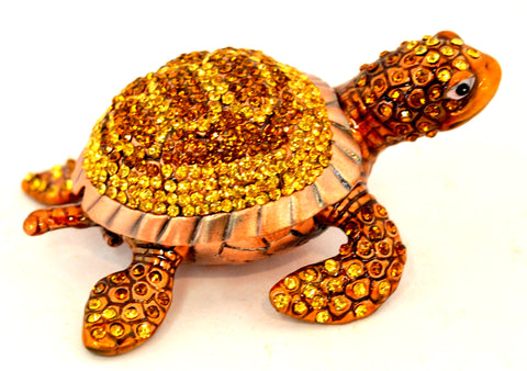 Marine Turtle Trinket Box with All Jeweled Austrian Crystals