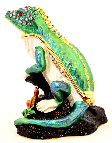 Jungle Iguana on Branch Trinket Box