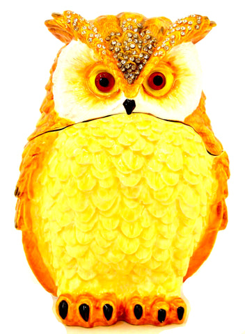 Big Enchanted Owl Trinket Box Made with Austrian Crystals