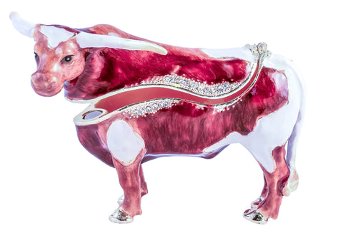 Western Long Horn Trinket Box. Made with Austrian Crystals & Enamel