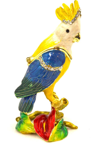 Cockatoo Bird Sitting on Branch Trinket Box