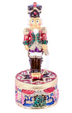 Colorful Nutcracker Standing On Round Base Trinket Box with Austrian Crystals