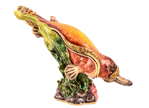 Beautifully Handmade Platypus Trinket Box Made with Austrian Crystals