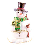 White Snowman Trinket Box. Handmade with Austrian Crystals