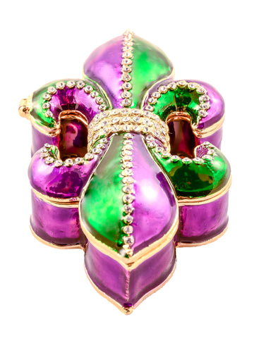 Royal Fleur De Leis Trinket Box. Beautifully Made with Austrian Crystals