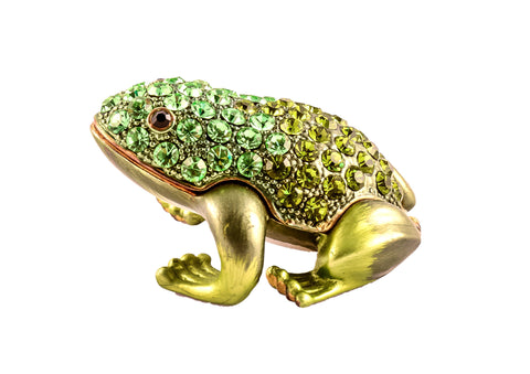 Small All Jeweled Frog Trinket Box. Hand Set Austrian Crystals & Enamel